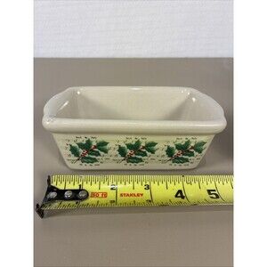 Ceramic Stoneware Mini Loaf Holly Holiday Baking Pan By Garden Ridge
